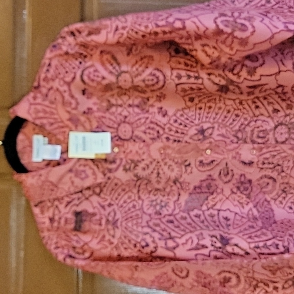 Coldwater Creek-Rosy rust colored burnout top Size 2X NWT.
